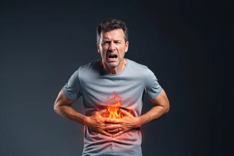Patient experiencing acid reflux and heartburn symptoms