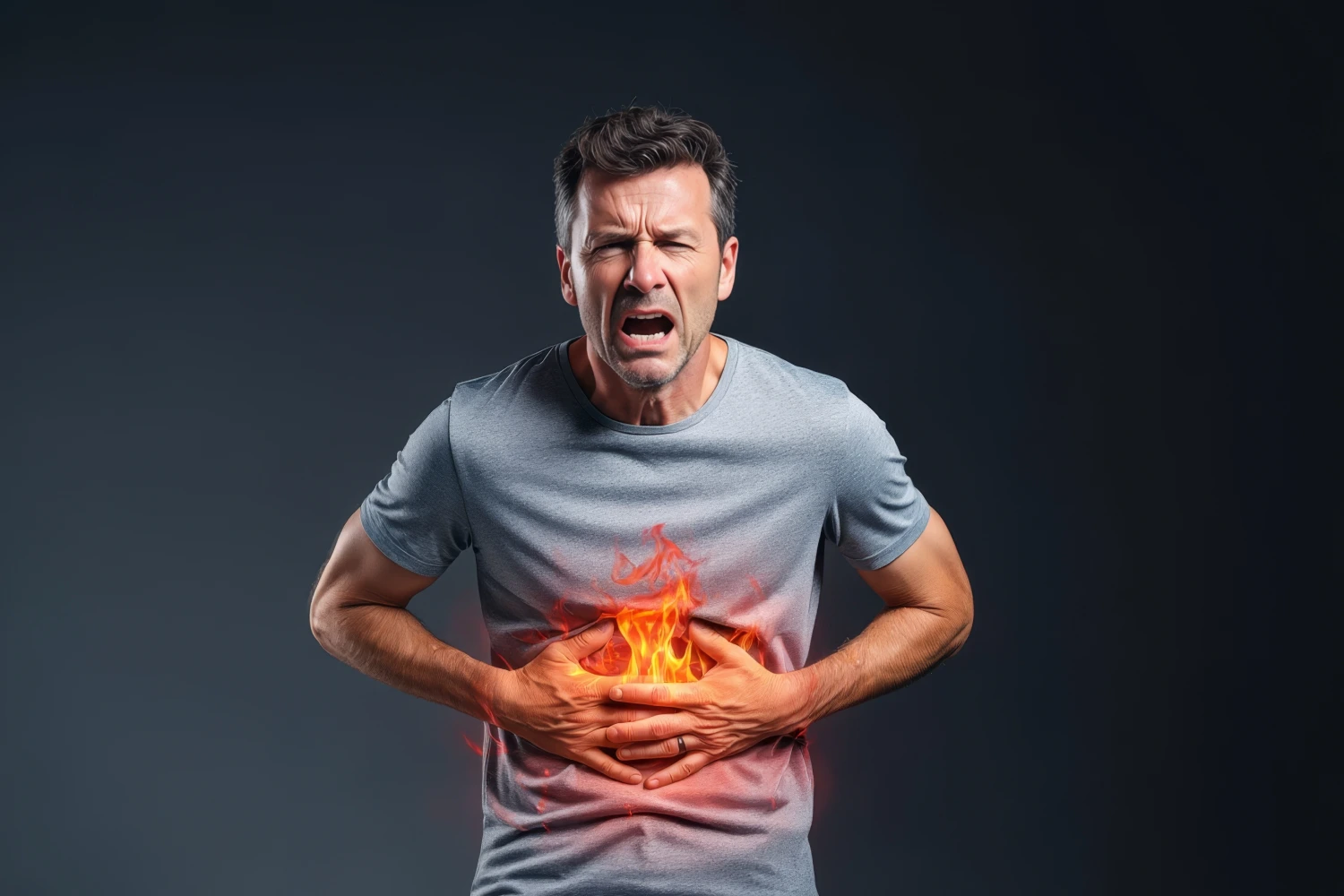 Patient experiencing acid reflux and heartburn symptoms