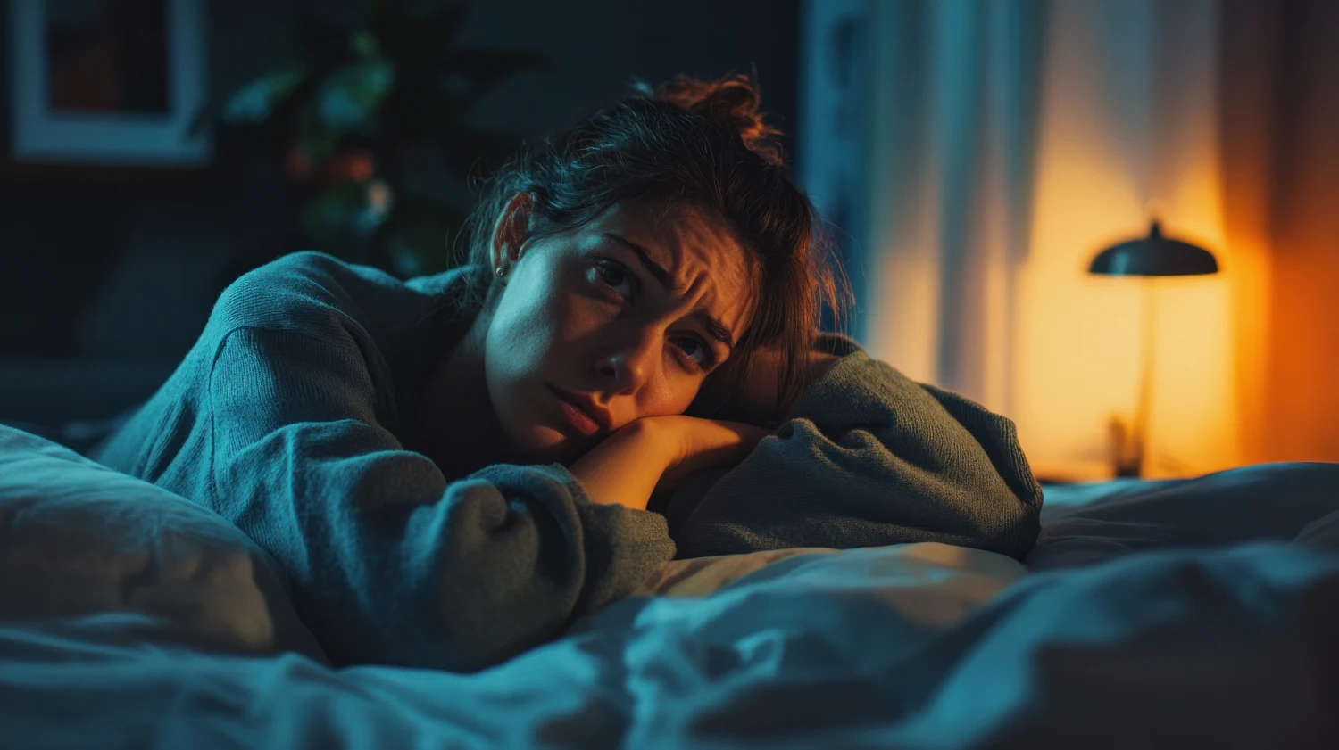 Woman experiencing stomach pain and streesed, showing how anxiety affects digestion.