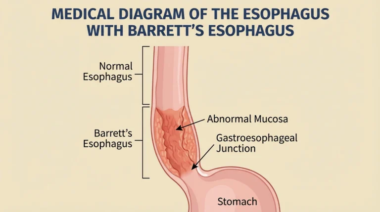 Barrett's Esophagus caused by chronic acid reflux and untreated GERD